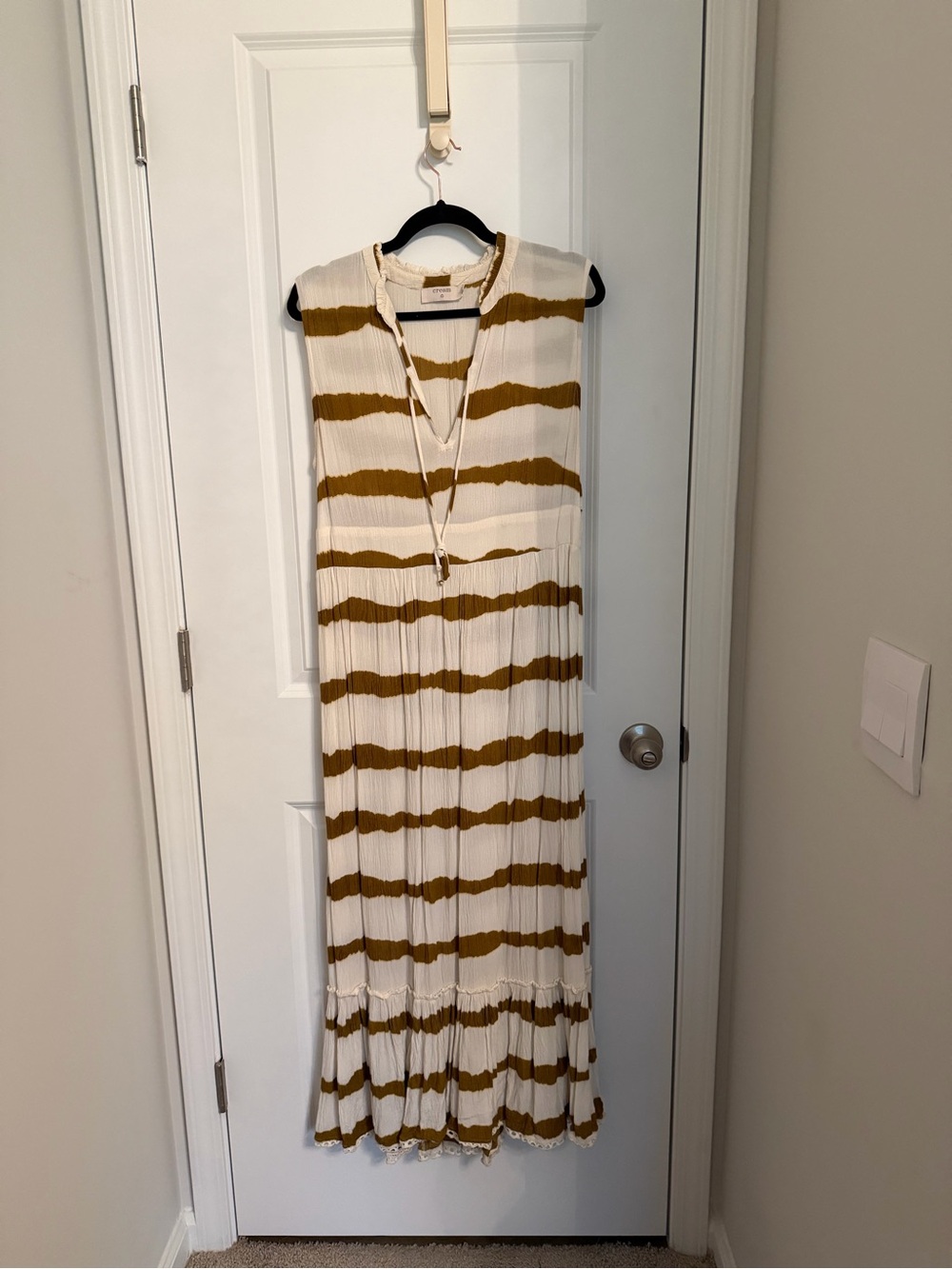 Sleeveless Cream & Mustard Striped Maxi Dress by CREAM